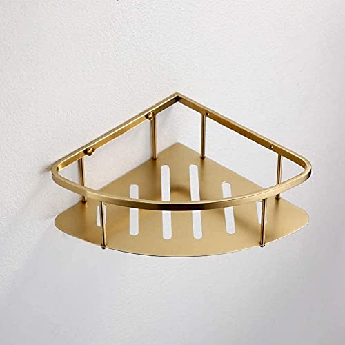 YIHANSS Nordic 304 Edelstahl Badezimmer Eckregal Gold Aufbewahrungskorb Dreieck Halterung Messing gebürstet Organizer Halter Wandmontage Duschcaddy