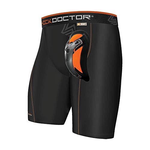 Shock Doctor Herren Tiefschutz Kompressions-Short mit Ultra Carbon Flex Cup, Schwarz, S