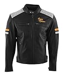 Rusty Stitches Lederjacke Jari V2 Lady Herren Motorradjacke, Black Light Grey Gold, M