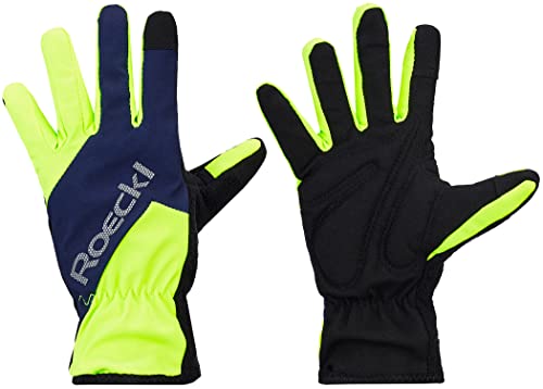 Roeckl Zarasai Kinder Winter Fahrrad Handschuhe lang Fluo gelb/blau 2023: Größe: 4