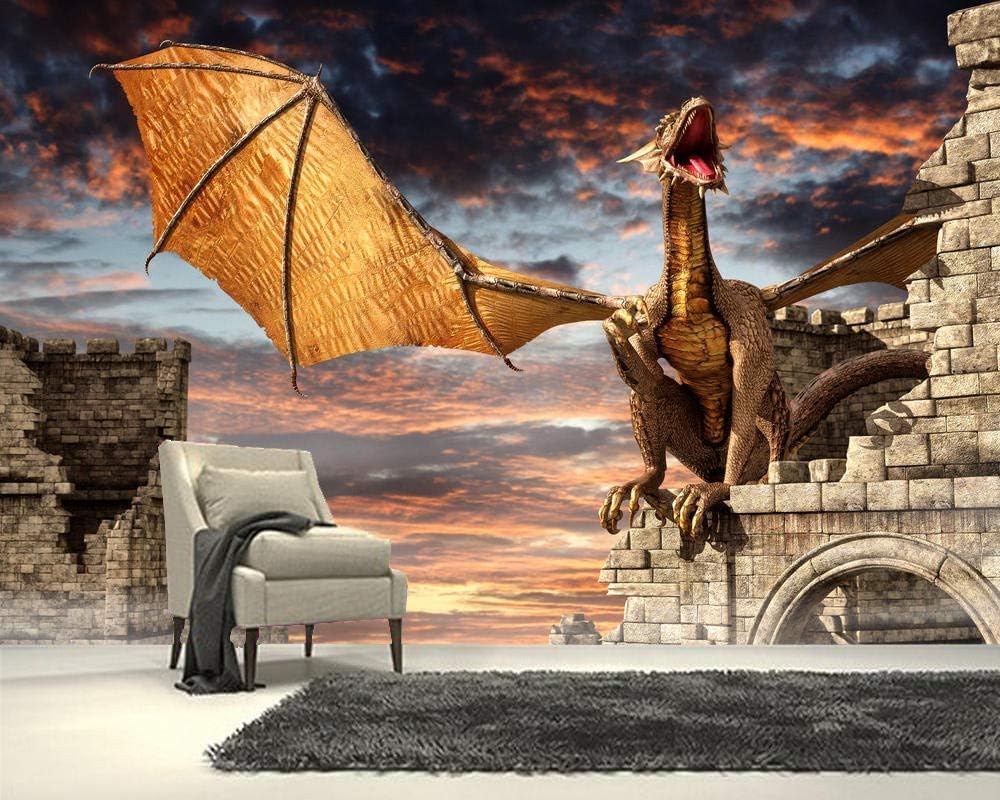 Himmel Dinosaurier Backsteinmauern 3D Tapete Poster Restaurant Schlafzimmer Wohnzimmer Sofa TV Dekorative Wand-400cm×280cm