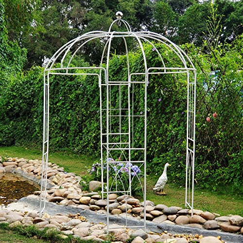 SCENDOR GARDEN Rosenbogen aus Eisen, 271 x 207 x 207 cm, romantischer Rankenbogen, Pavillonlaube, Gartenspalier, Pavillon für Kletterpflanzen, Jasmin Hochzeitsbogen