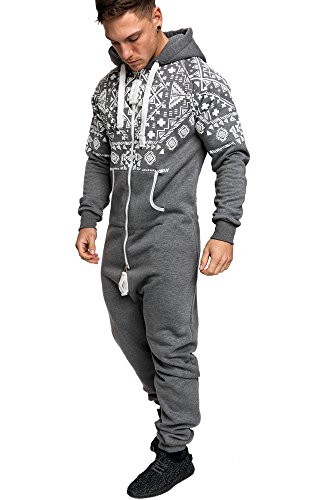 Amaci&Sons Herren Norweger Overall Jumpsuit Onesie Jogging Sportanzug Trainingsanzug Jogginganzug 3009 Anthrazit M