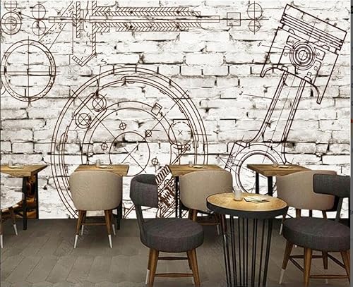 tyujlkjddlf Tapete Wandbild 3D Benutzerdefinierte Industrielle Backsteinmauer, Automobilmaschinen, Modifikation, Thema, Hotel, Restaurant, Hotel, Hintergrundwand-400Cmx280Cm