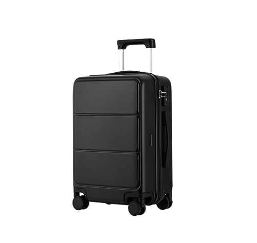 RUVOO Koffer Trolley Reisekoffer 20-Zoll-Gepäck Mit Spinnerrädern, Gepäck, Das Mit TSA-Schloss Im Flugzeug Transportiert Werden Kann Koffer Gepäck Rollkoffer (Color : Black, Size : 20inch)