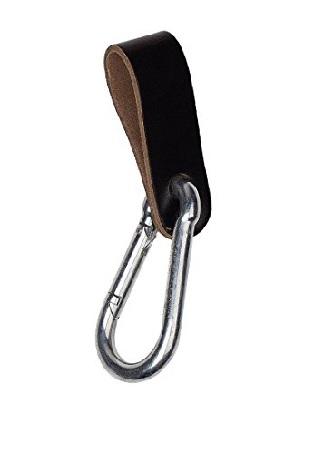 Eiko 10er Power-Karabiner mit Lederschlaufe, extrastark, schwarz