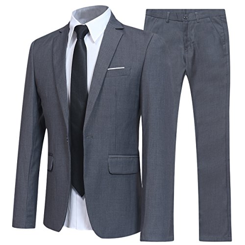 Allthemen Herren 2-Teilig Slim FIT Business Anzug Grau X-Small