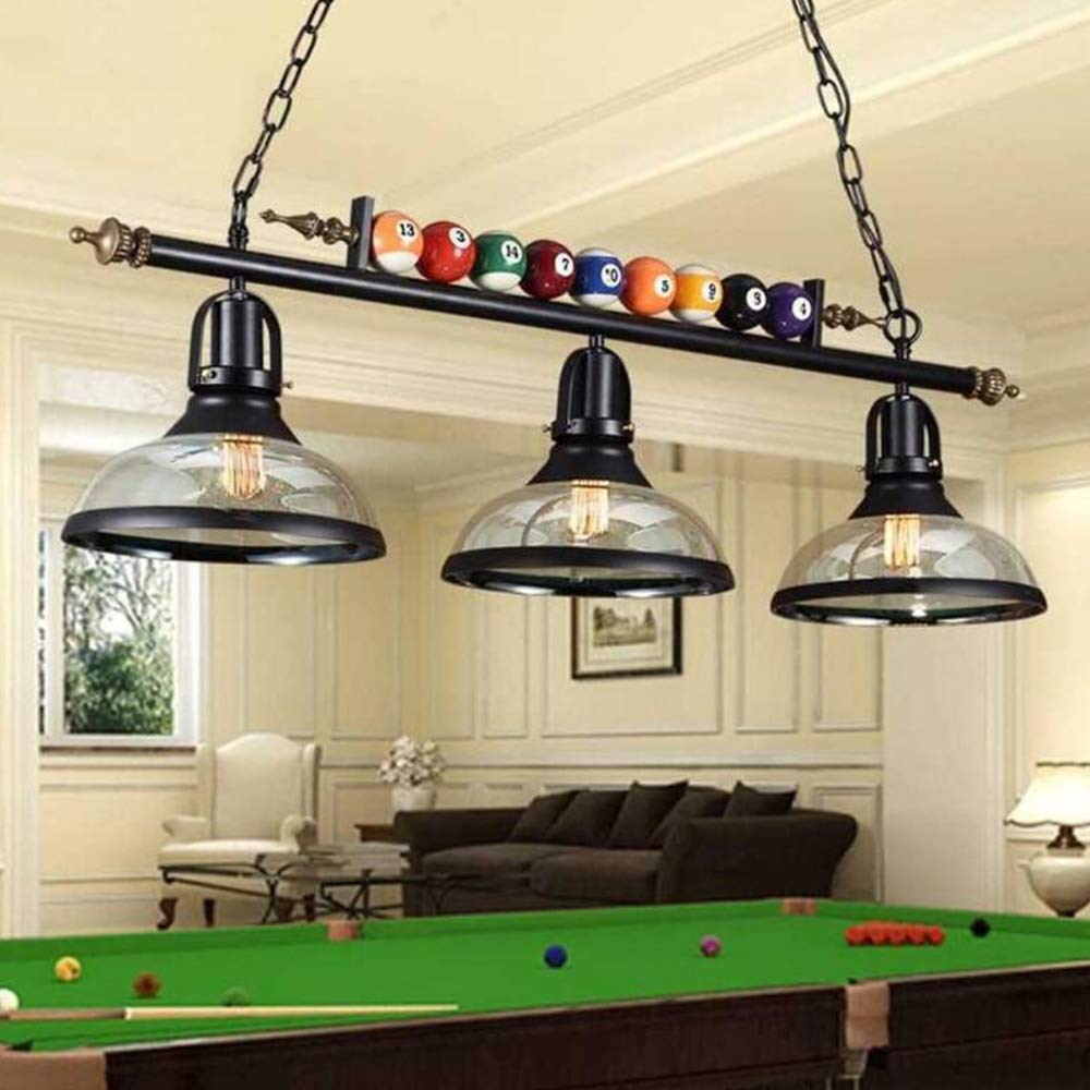 Lfoute Pendelleuchte Billard Kronleuchter E27 Retro Industriell Hängelampe Lampenschirm aus Glas Billardtisch Pendellampe Restaurant Bar Club Schlafzimmer Esszimmer Beleuchtung Dekor 3 Leuchter