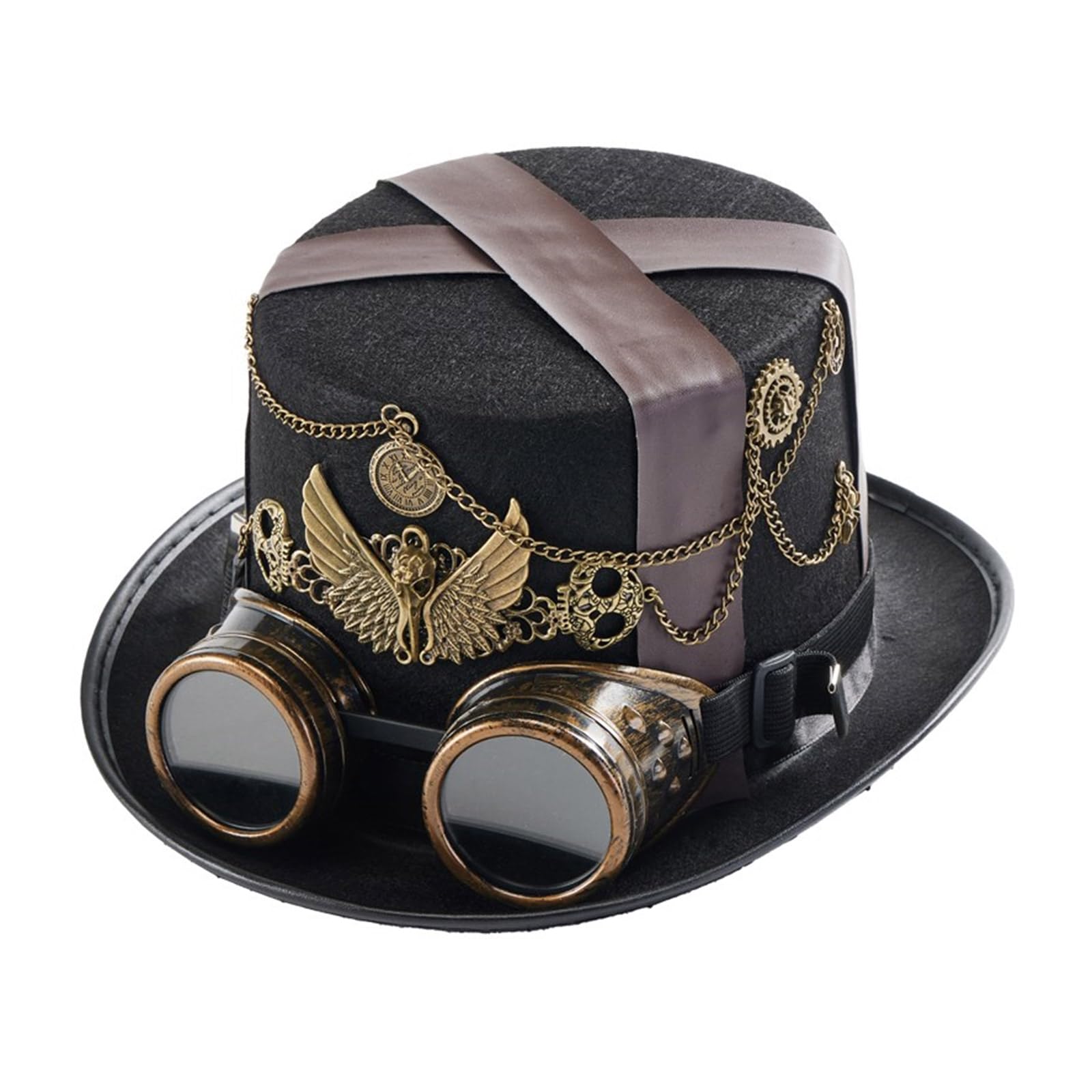 Zeiwohndc Steampunks Unisex Vliesstoff Viktorianischer Schutzbrille Unisex Kostüm Rollenspiel HippiesHat Halloween Kopfbedeckung