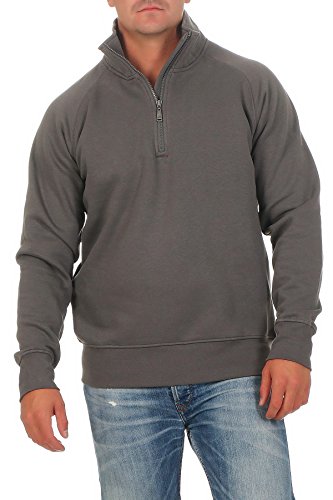 Happy Clothing Herren Pullover halber Reißverschluss ohne Kapuze , Größe:L, Farbe:Anthrazit