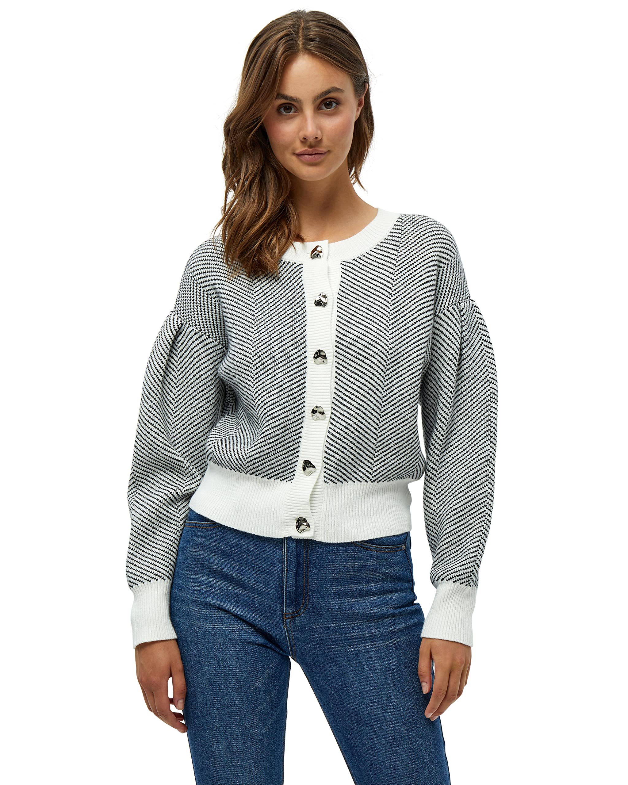 Peppercorn Rosalia Puffärmel Strickjacke Strickjacke Damen In Weiß Herbst Cardigan Damen Größe Xl