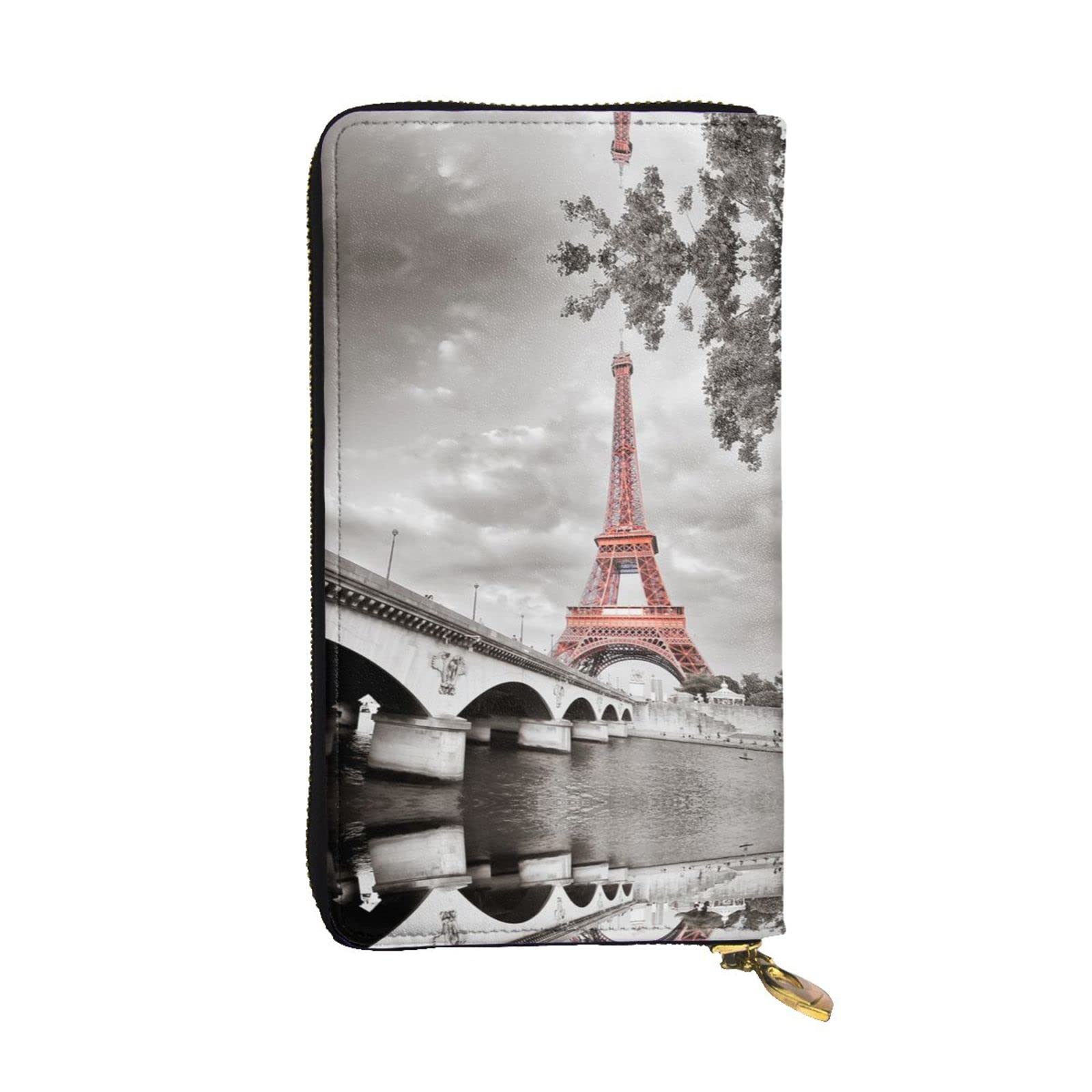 DMORJ Tower Paris Lange Clutch aus Leder, 19 x 10 cm, bequem, leicht, wasserdicht, langlebig, schönes Geschenk, Schwarz, Einheitsgröße, Schwarz , Einheitsgröße