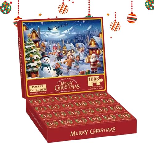 Adventskalender-Puzzle,Puzzle-Adventskalender, 24-Tage-Countdown-Kalender-Spielzeug, 24 Tage Weihnachts-Countdown-Kalender-Puzzles, Feiertags-Weihnachtspuzzles für Kinder