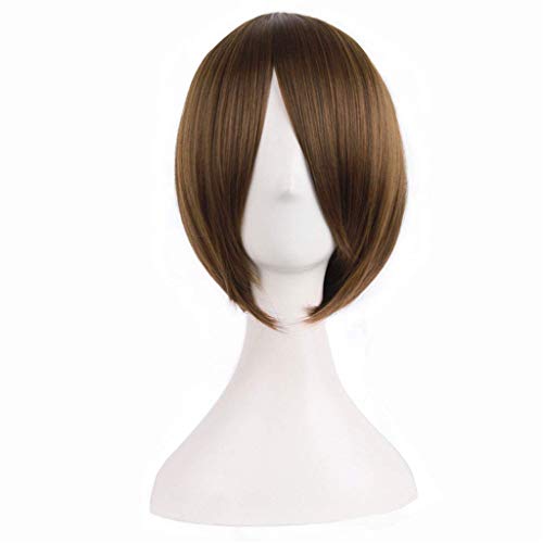 LINLINCD-Haarteile Kurze Gerade Bob Seidige Synthetische Perücken Heißer Verkauf Mode Natürliche Omber Gemischt Dunkle Wurzeln Haar für Frauen 14 zoll / 37 cm Braun