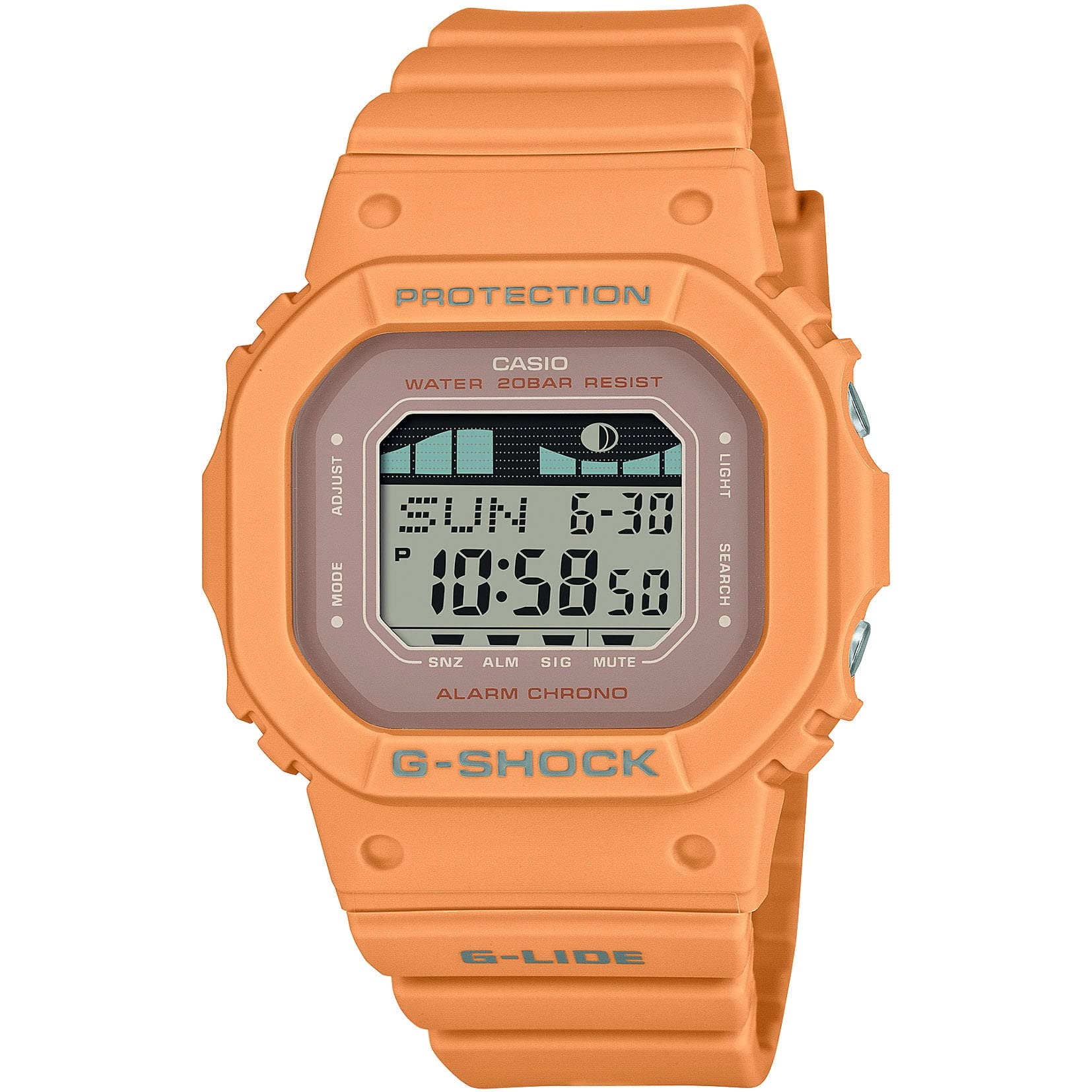 G-Shock GLXS5600-4 Gezeiten-Serie, Orange/Abendrot im Zickzackmuster (Sunset Chevron), Kompakt