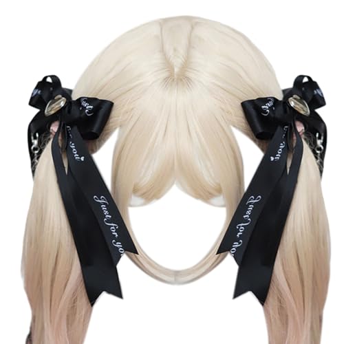 Zarte Schleife Herz Seitenclip Haarspange mit Kreuz Sweet GirlsRibbon Bow Dark Balletcore