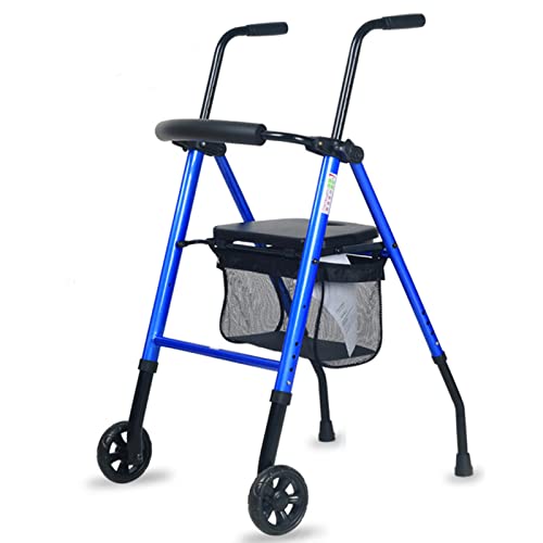 Leichte Rollen Mit Sitz,Ultraleichte Rollen,Leichte Aluminium-Roller Sitz Und Korb,Einfach Verstellbarer Rollator-Sitz Armlehnen,Blau