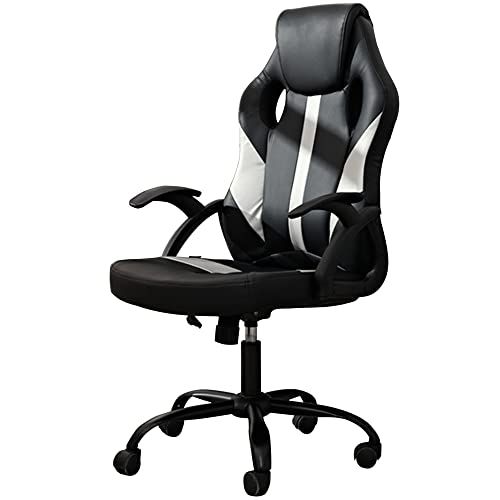 Gaming-Stuhl, ergonomischer Computerstuhl, höhenverstellbar, Home-Office-Schreibtischstuhl, bequemer Drehstuhl mit Kopfstütze, hoher Rückenlehne und Teppich, für Erwachsene und Frauen, belastbar bis