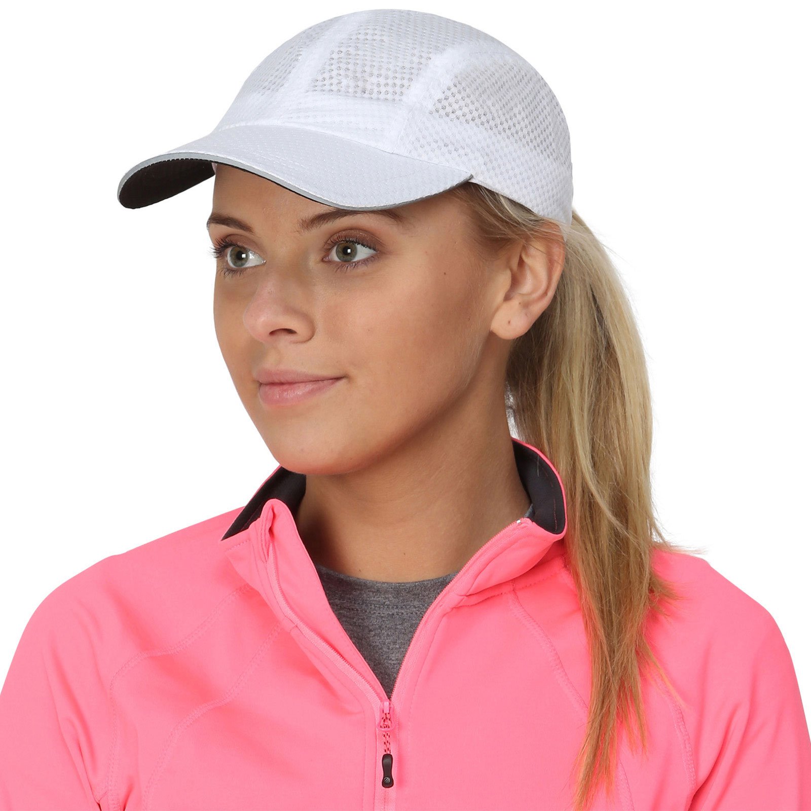 TrailHeads Cap Damen zum Joggen - Race Day Performance Cappy Frauen - Leichte & Schnell Trocknende Sport Cap Damen Sommer aus Mesh mit Reflektierendem Rand - Weiß