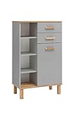 Schildmeyer Padua Highboard 148815, Platingrau/Eiche Landhaus Dekor, 67,0 x 35,0 x 114,5 cm (B/T/H)