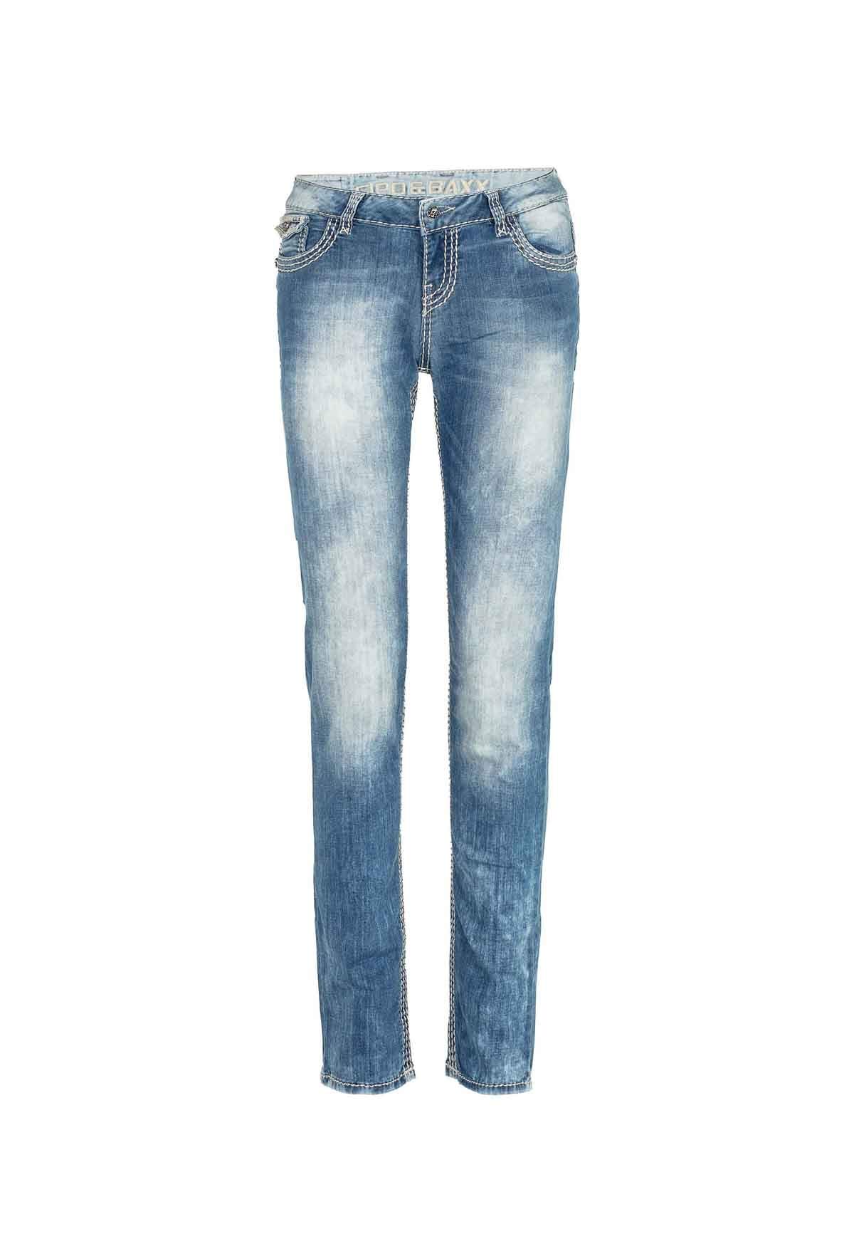 Cipo & Baxx Damen Jeanshose Denim Hose WD189A Blau W25 L32