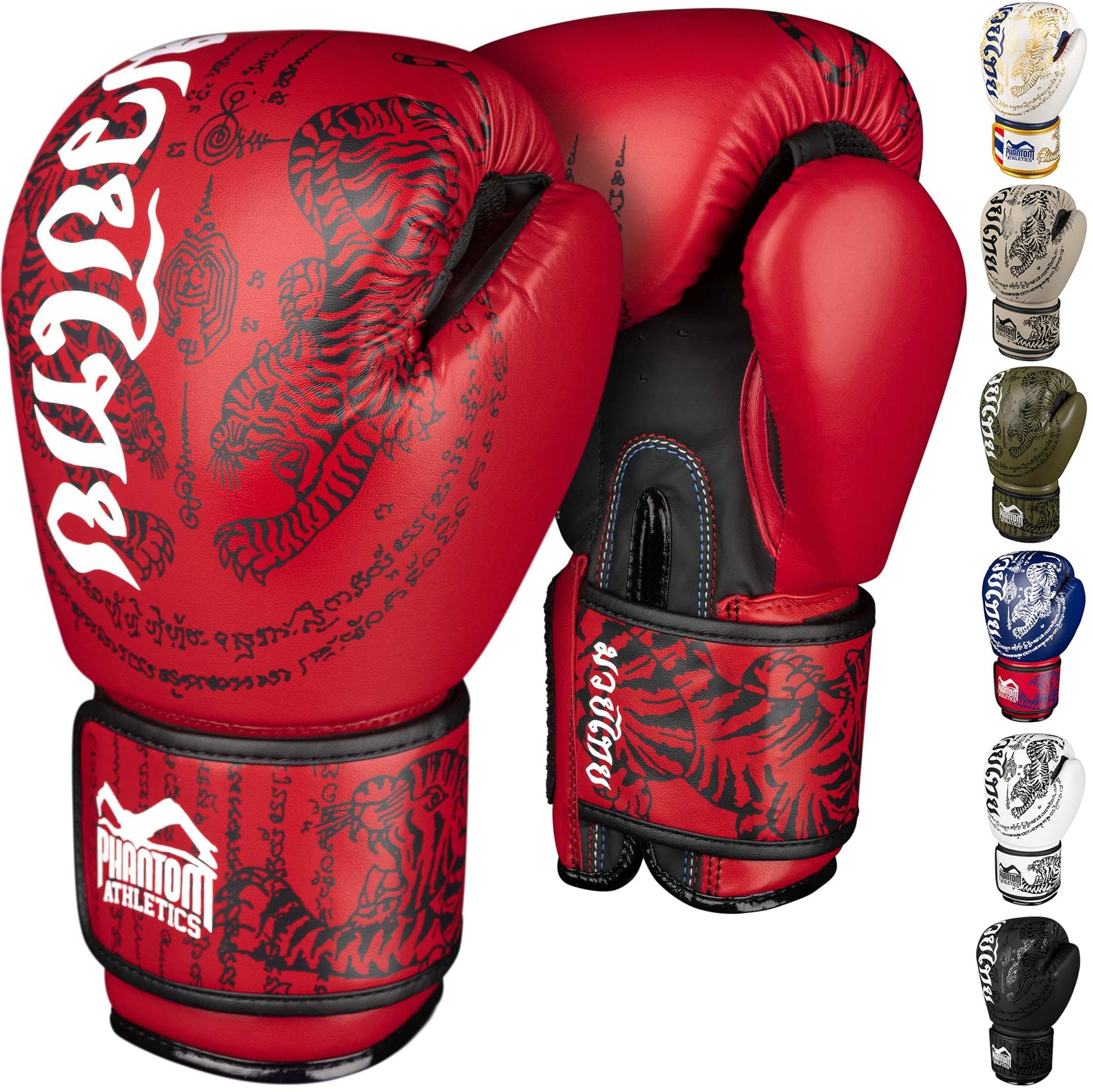 Phantom Athletics Boxhandschuhe Männer - Muay Thai | MMA und Kickbox | 10-16oz Boxing Gloves für Kampfsport | Box Handschuhe Herren, Damen und Kinder (Muay Thai - Rot, 10 Oz)