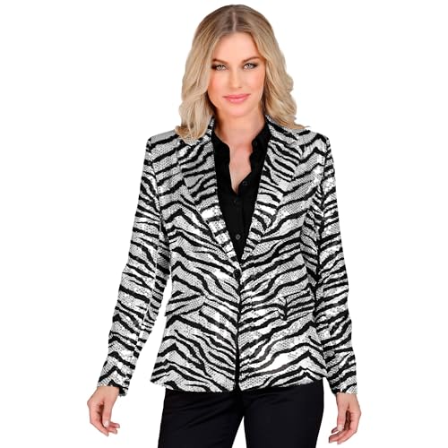 W WIDMANN MILANO Party Fashion - Party Fashion Blazer mit Pailletten für Damen, Schlagermove, Jackett, Animal Print, Festival, Faschingskostüme