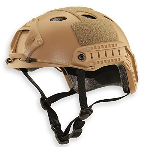 QHIU Taktischer Helm PJ Type Leichter Schutzhelm Schnellhelm für Airsoft Paintball CS Game Outdoor Sport mit Brille (DE-2)