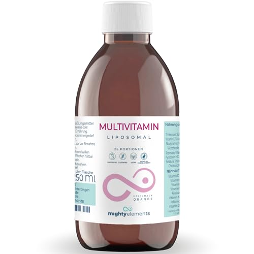 Liposomales Multivitamin I Vitamin C, D3, E, A, B-Komplex I hochdosiert I vegan I hohe Bioverfügbarkeit I flüssig I Mighty Elements Immune I 250 ml Glasflasche