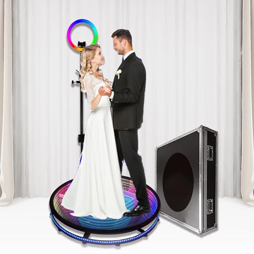 JMbpkduHs 360-Grad-Fotokabine Mit Software Für Partys, 360-Grad-Zeitlupen-Fotokabine Für 1–6 Personen, LED-Fülllicht, Kostenloses Individuelles Logo, Steuerung per Fernbedienung Oder App,68CM