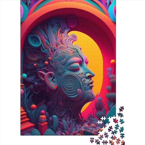 1000 Teile für Erwachsene, schwierige Puzzles, psychedelische Stimmung, Holzpuzzles für Teenager, Geschenke, dekomprimierendes intellektuelles Lernspielzeug, 75 x 50 cm