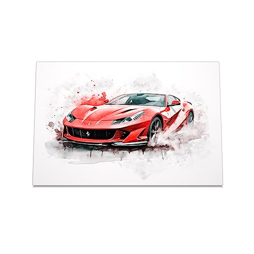 CanvasArts Watercolor Sketch Aquarell für Ferrari F12 - Leinwand Bild - Auto Artwork Modern Art Wandbild (80 x 60 cm, Leinwand auf Keilrahmen, Ferrari F12)