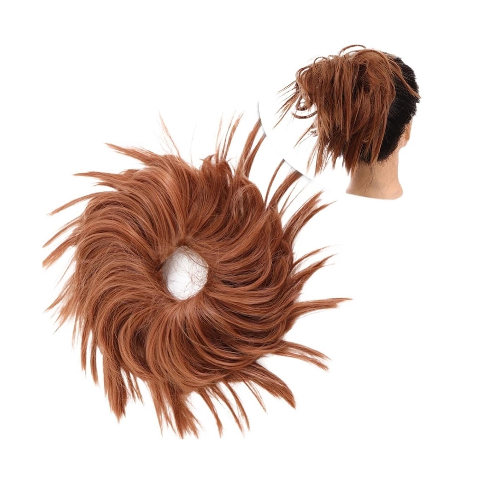 Haarteile Haarknoten Synthetische Haarknoten-Extensions, chaotisch, lockig, elastisch, Haargummis, Haarteile, synthetische Chignon-Donut-Hochsteckfrisuren, Haarteile for Frauen Brötchen Haare(Q17-30)