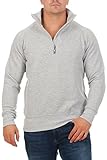 Happy Clothing Herren Pullover halber Reißverschluss ohne Kapuze, Größe:5XL, Farbe:Grau meliert