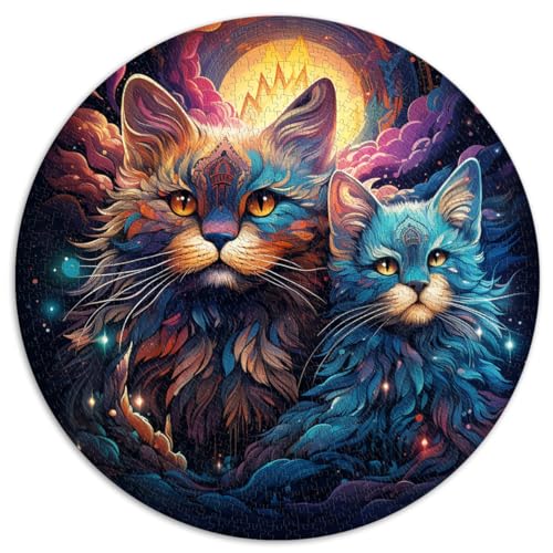 Puzzle für mystische Mondkatzen, 1000 Teile, Puzzle 67,5 x 67,5 cm, Lernpuzzle, Weihnachtswunschliste mit Weihnachtsmann