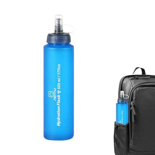 Tragbare Wasserflasche | Zusammenklappbare, wiederverwendbare, auslaufsichere Ventilwasserflaschen 17,6 oz/500 ml | Reise-Wasserflaschenbecher für Kühl-, Trainings-, Sport- und Sportwasserfla