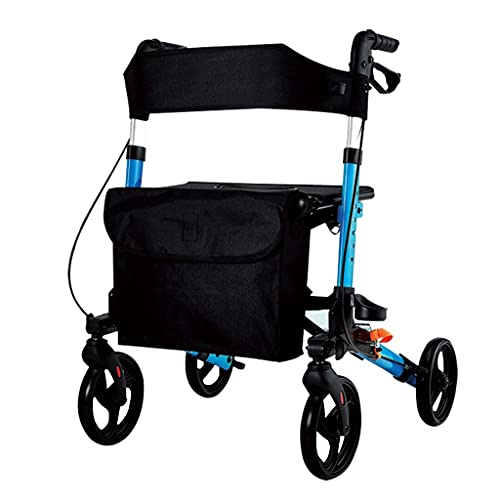 Rollator aus Aluminium, mit Sitz, zusammenklappbar, mit Rädern, 20,3 cm, für Senioren, leichte Mobilität, Gehhilfe für Erwachsene und ältere Menschen, Aluminiumrahmen, Blu Run Forward