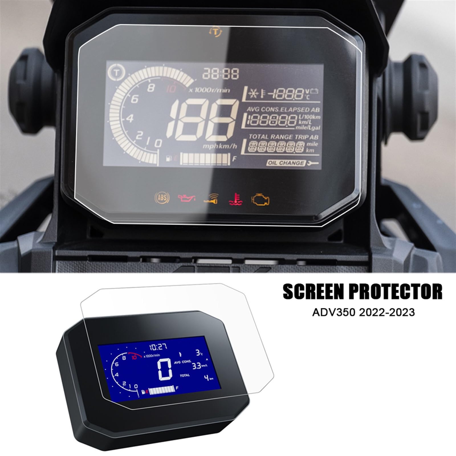 VLZUNO for ADV350 ADV 350 2022 2023 Motorrad Zubehör Scratch Cluster Screen Dashboard Schutz Instrument Film Armaturenbrett-Displayschutz(4 Sets)