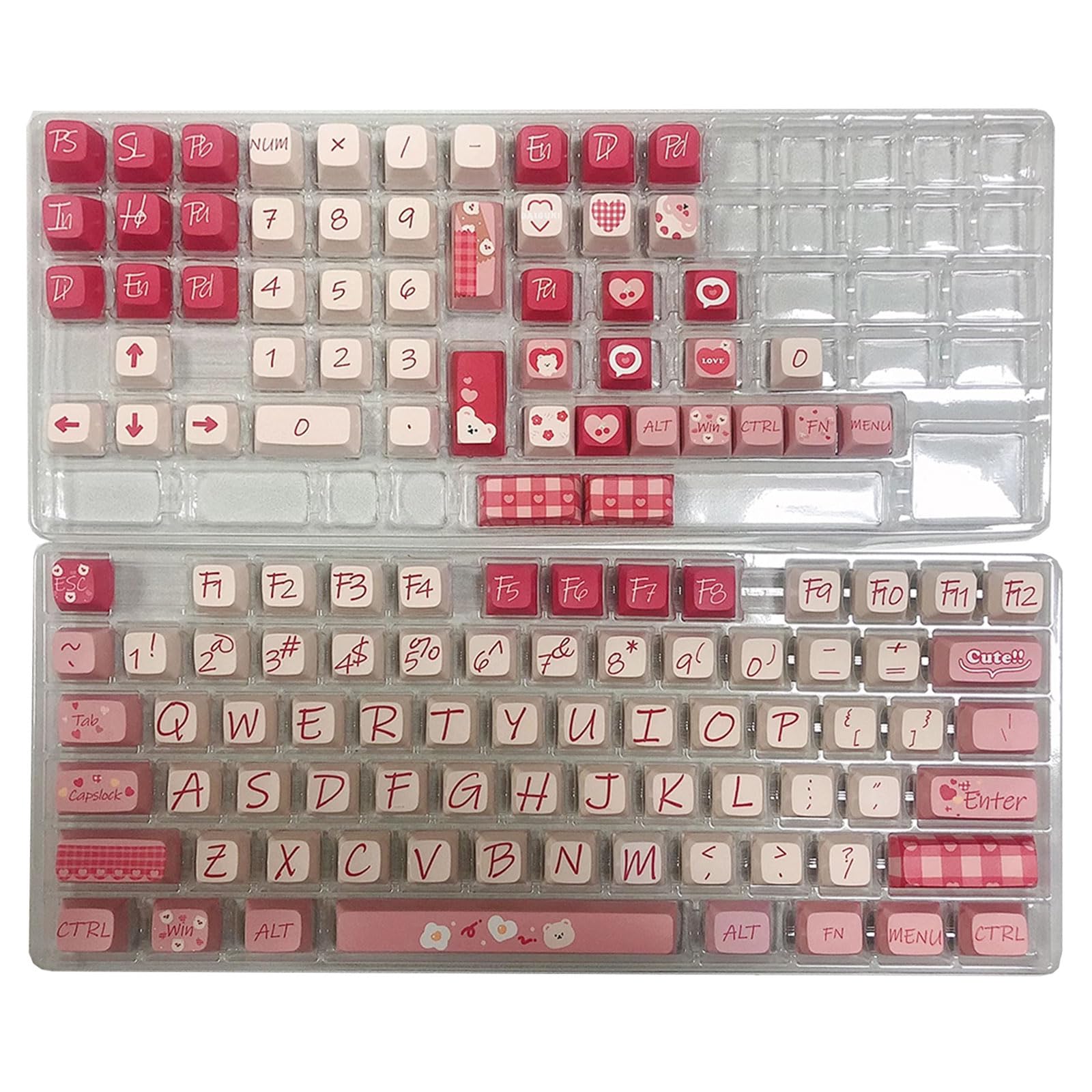 Aurgiarme 126 Tasten/Set Höhe Schokoladenbär Tastenkappe für mechanische Tastatur, Farbstoffunterteilte Tastenkappen für CherryMX-Schalter