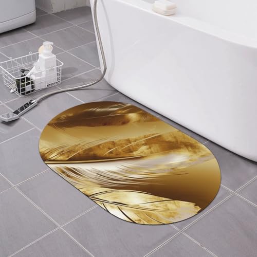 CSGJMYGS Golden Feathers Kieselgur Badematte, weiche Badewannenmatte, rutschfest, super saugfähig, Badezimmer-Bodenmatte, schnell trocknend, Kieselgur Badematten für Badezimmer, 60 x 40 cm