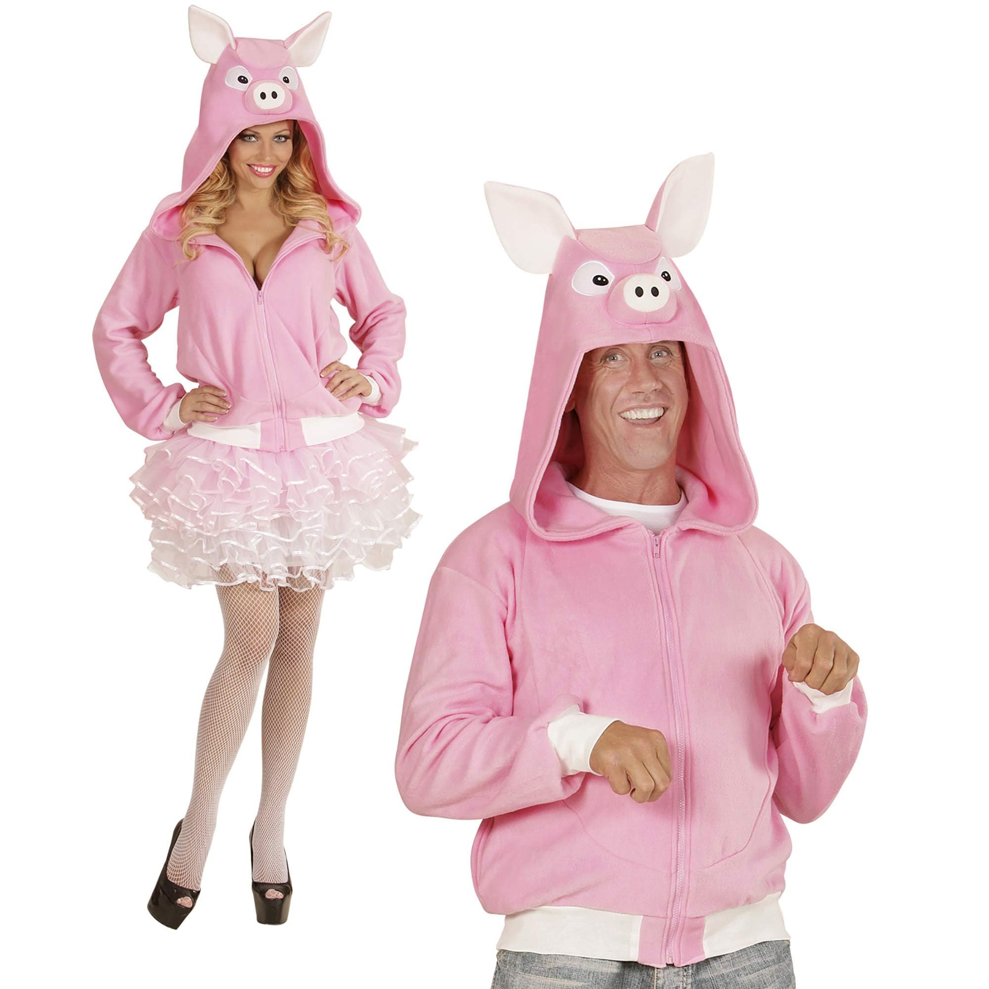 Widmann - Kostüm Schwein, Fleecejacke mit Kapuze, Karneval, Mottoparty