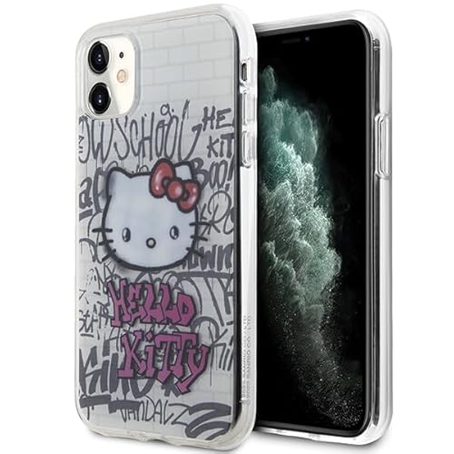 Hello Kitty HKHCN61HDGPHT Hülle für iPhone 11 / Xr 6.1" Weiß hardcase IML Kitty On Bricks Graffiti