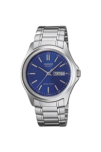 Casio Armbanduhr mit japanischem Quarzwerk Mtp-1239D-2A, Silber/blau 30 mm