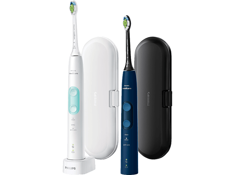 PHILIPS Sonicare HX6851/34 ProtectiveClean 5100 2er-Pack Elektrische Zahnbürste Blau/Weiß/Mint, Reinigungstechnologie: Schalltechnologie