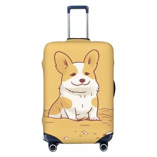 CSGJMYGS Reisegepäckabdeckung, elastisch, waschbar, modisch, kratzfest, Corgi Hund im Sand, Koffer-Schutz, passend für 45,7 - 81,3 cm Gepäck, Schwarz , XL