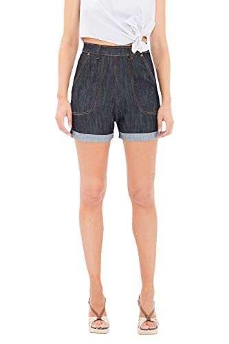 Queen Kerosin Damen High Waist Jeans Shorts Mit Seitlichem Reißverschluss