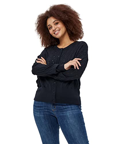 Peppercorn Damen Tana Short Cardigan Curve Kurze Strickjacke, 9000 Black, 46