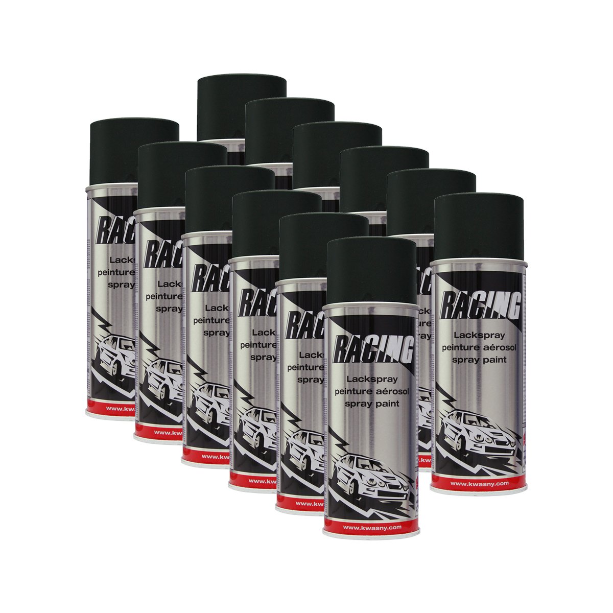 12x KWASNY 288 061 AUTO-K RACING Lackspray Schwarz Seidenglanz 400ml