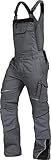 TRIUSO Leib Wächter Flex-Line Herren Latzhose flexibel mit Spandex (grau/schwarz, 48)