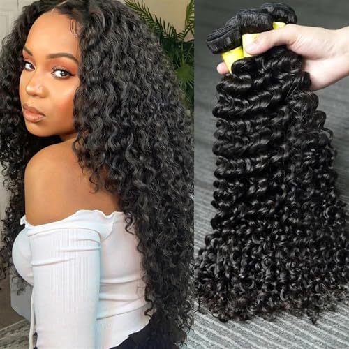 Human Hair Bundles Tiefe Welle Echthaar Bundles Lockiges Haar Brasilianisches Weben Natürliches Menschenhaar Remy Lose Tiefe Welle Haarbündel human hair weave (Size :)=15%, Color : 16 18 20)